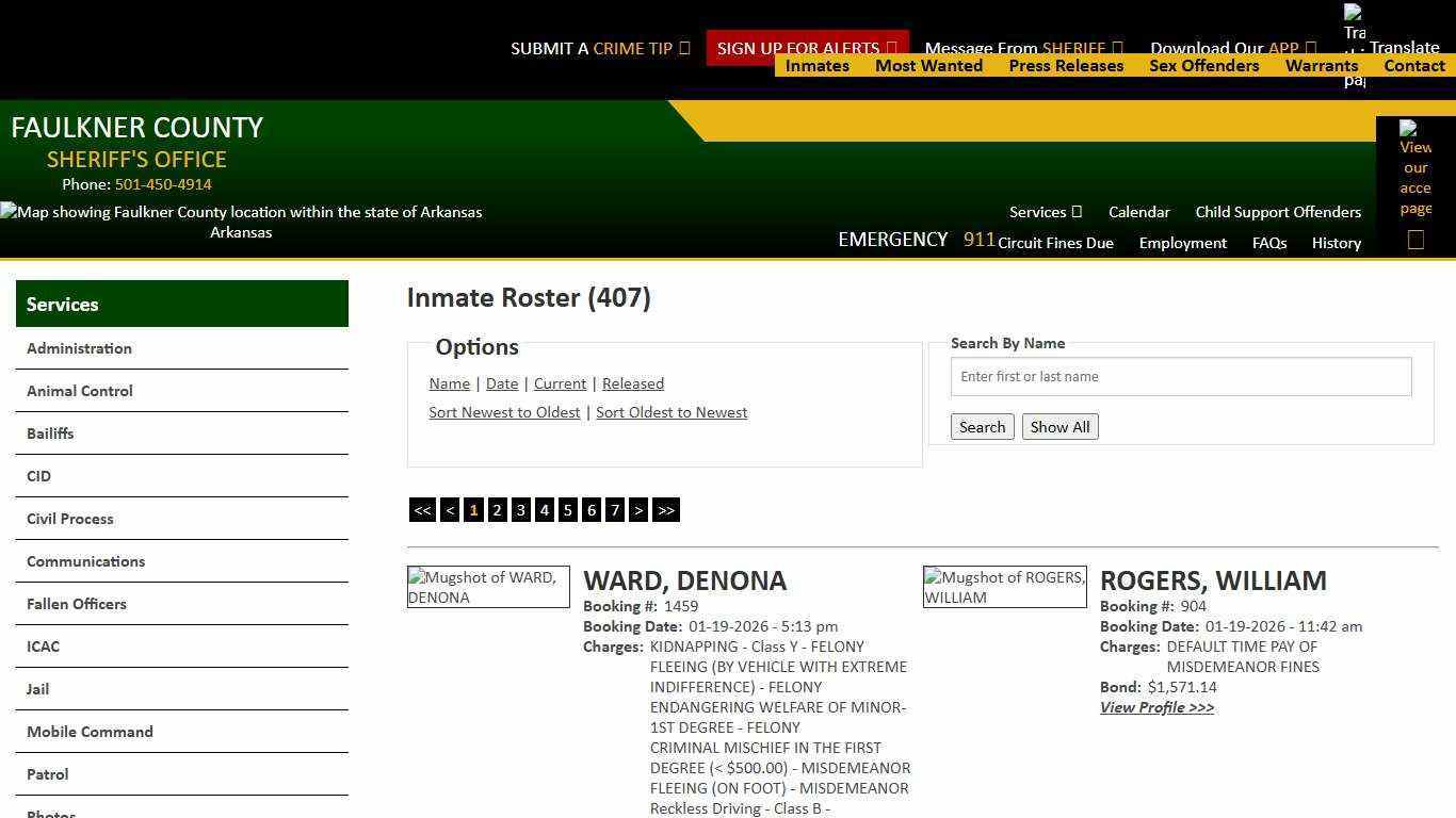 Inmate Roster - Current Inmates Booking Date Descending - Faulkner County Sheriff's Office